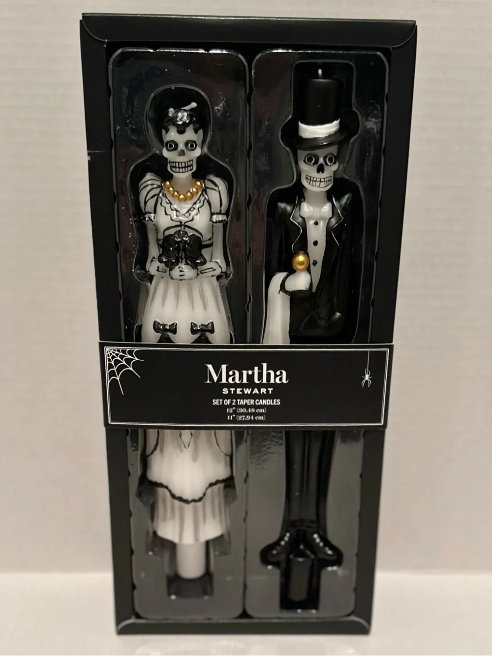 Martha Stewart NWT 2Pk Skeleton Bride & Groom Taper Candles